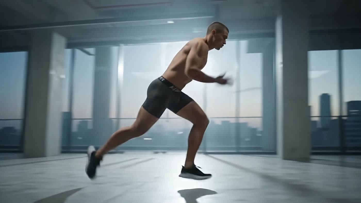 Athlete sprinting in AERO-FIT boxer briefs